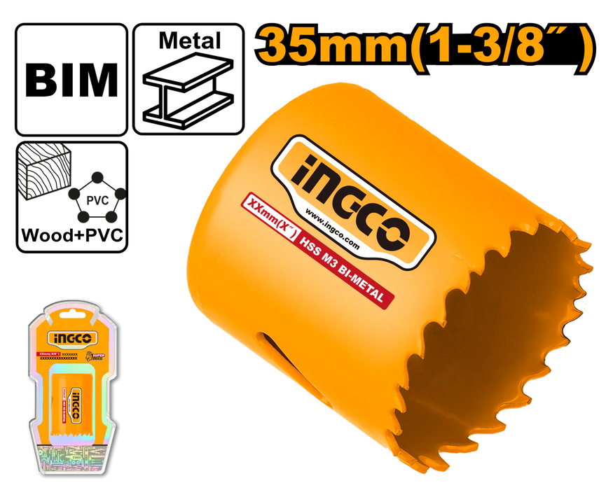 Ingco 35mm (1-3/8") HSS Bi- Metal Hole Saw  HSB10351