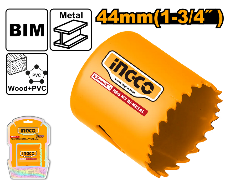 Ingco 44mm ( 1-3/4") HSS Bi-Metal Hole Saw HSB10441
