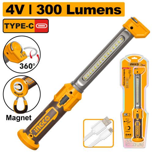 Ingco 4V 300LM Cordless Work Lamp HWLI043006