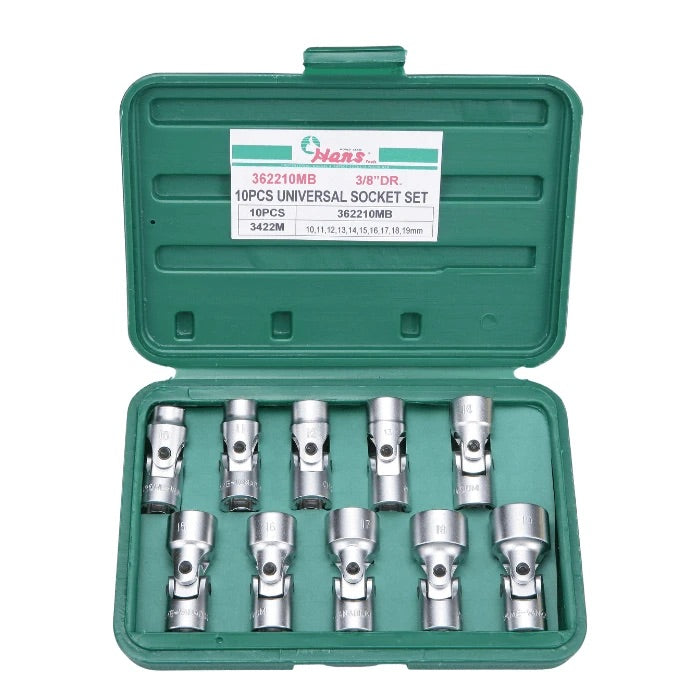 Hans 3/8" Drive Universal Joint Socket Set (10 pcs) 362210MB
