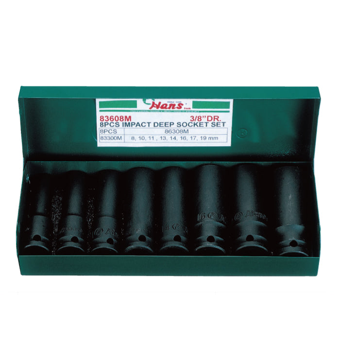 Hans 3/8" Drive Deep Impact Socket Set (8PCs) 83608M /  83608A
