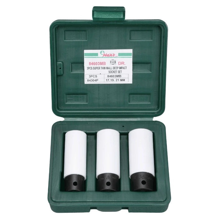 Hans 1/2" Dr. 3pcs. Super Thin Wall Impact Socket Set 84603MB