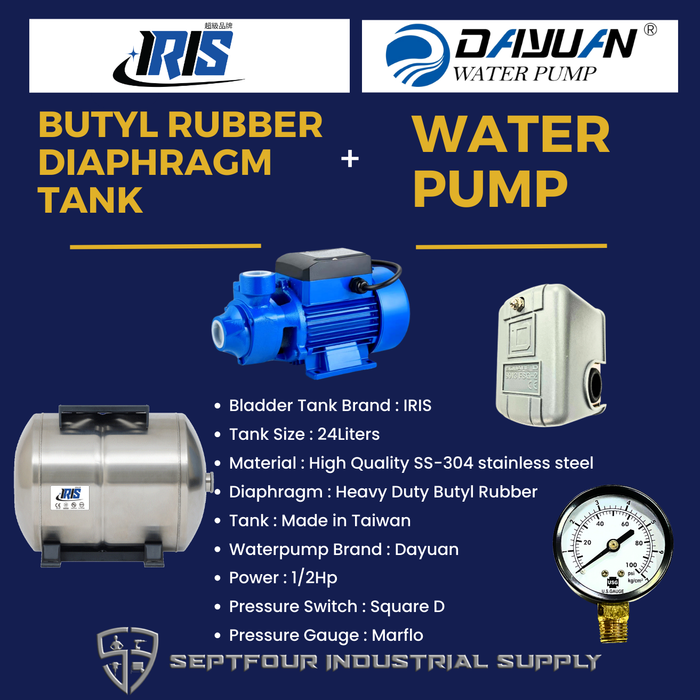 DAYUAN 1/2HP JET waterpump with Horizontal Bladder /Butyl Rubber Diaphragm Tank (set)