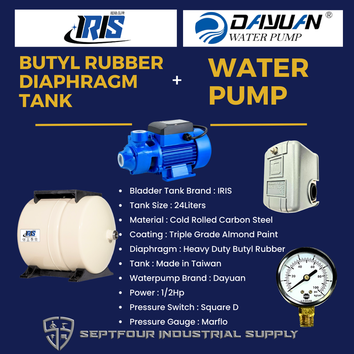 DAYUAN 1/2HP JET waterpump with Horizontal Bladder /Butyl Rubber Diaphragm Tank (set)