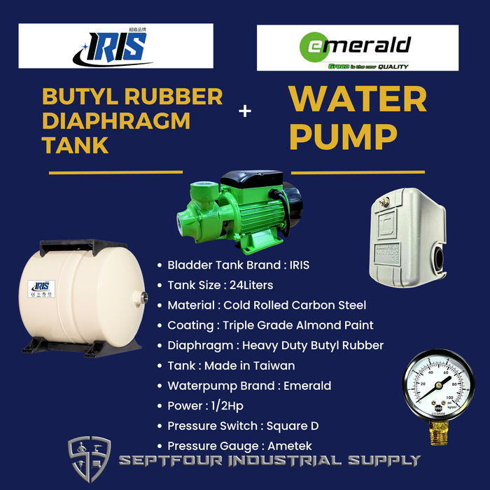 Emerald 1/2HP JET WATERPUMP WITH HORIZONTAL BLADDER/BUTYL RUBBER DIAPHRAGM TANK (SET)