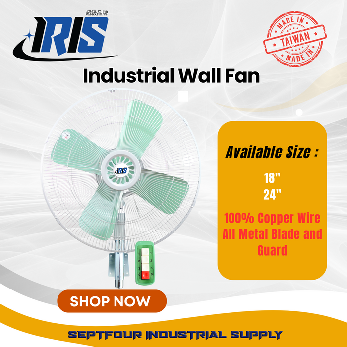 IRIS Industrial All Metal Stand/Wall Fan (Tripod/Wall) Style - Made in Taiwan