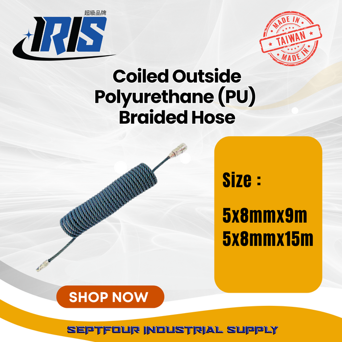 IRIS Recoil Braided Polyurethane (PU) hose - Made in Taiwan