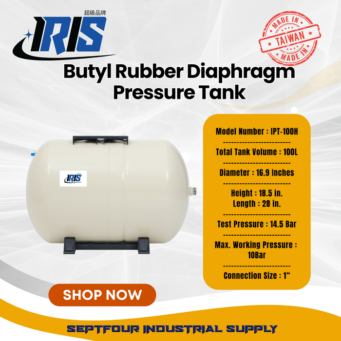 IRIS Premium Tank Butyl Rubber Diaphragm Type (Fixed Membrane) Pressure Tank - Made in Taiwan