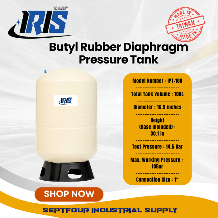 IRIS Premium Tank Butyl Rubber Diaphragm Type (Fixed Membrane) Pressure Tank - Made in Taiwan