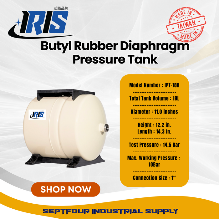 IRIS Premium Tank Butyl Rubber Diaphragm Type (Fixed Membrane) Pressure Tank - Made in Taiwan