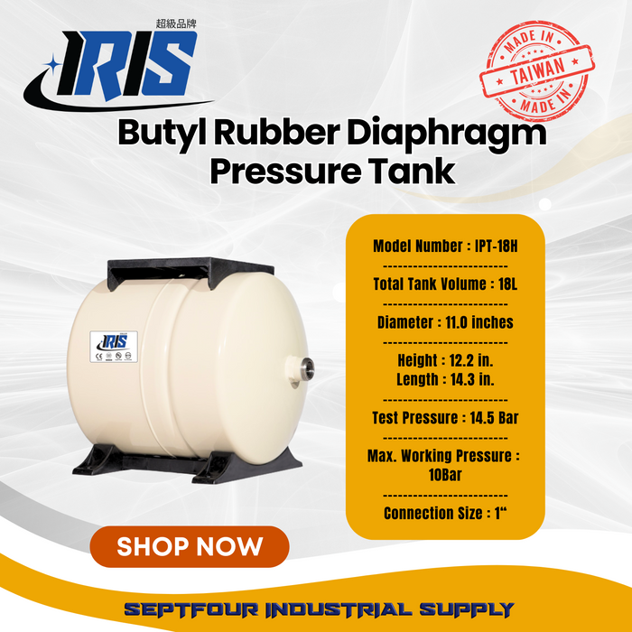 IRIS Premium Tank Butyl Rubber Diaphragm Type (Fixed Membrane) Pressure Tank - Made in Taiwan