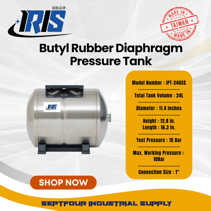 IRIS Premium Tank Butyl Rubber Diaphragm Type (Fixed Membrane) Pressure Tank - Made in Taiwan