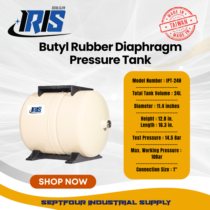 IRIS Premium Tank Butyl Rubber Diaphragm Type (Fixed Membrane) Pressure Tank - Made in Taiwan