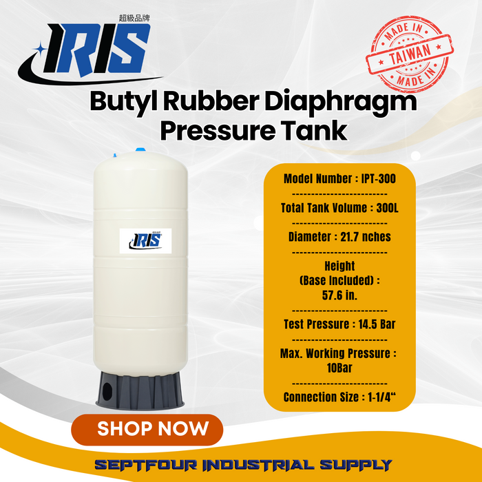 IRIS Premium Tank Butyl Rubber Diaphragm Type (Fixed Membrane) Pressure Tank - Made in Taiwan