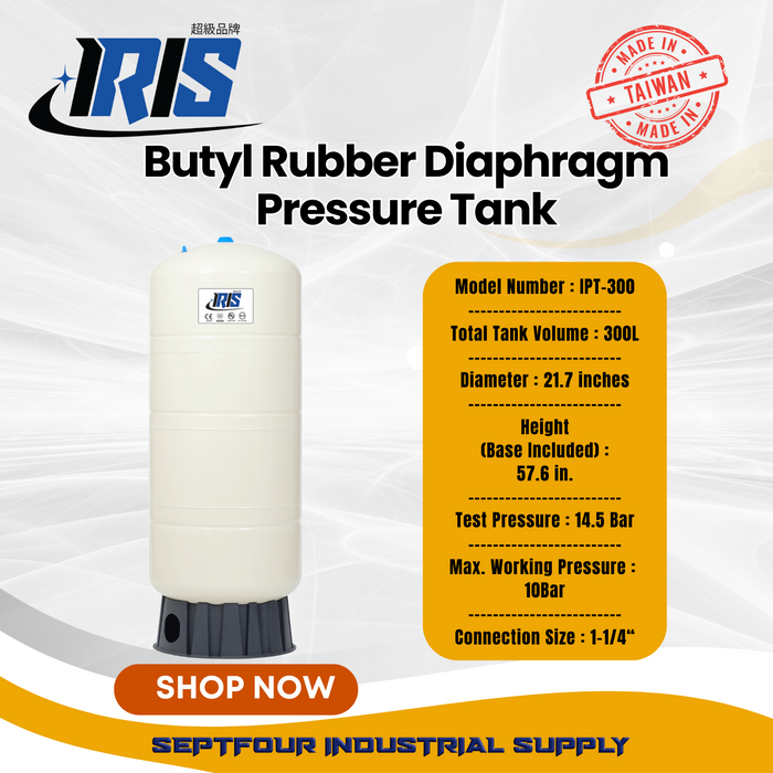 IRIS Premium Tank Butyl Rubber Diaphragm Type (Fixed Membrane) Pressure Tank - Made in Taiwan
