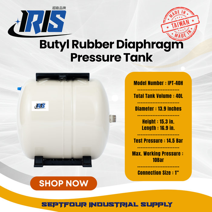 IRIS Premium Tank Butyl Rubber Diaphragm Type (Fixed Membrane) Pressure Tank - Made in Taiwan