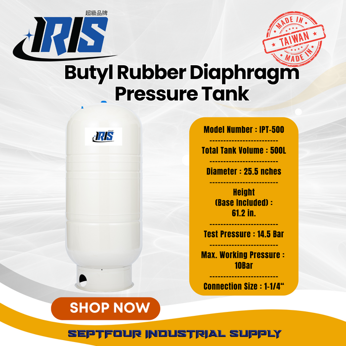 IRIS Premium Tank Butyl Rubber Diaphragm Type (Fixed Membrane) Pressure Tank - Made in Taiwan