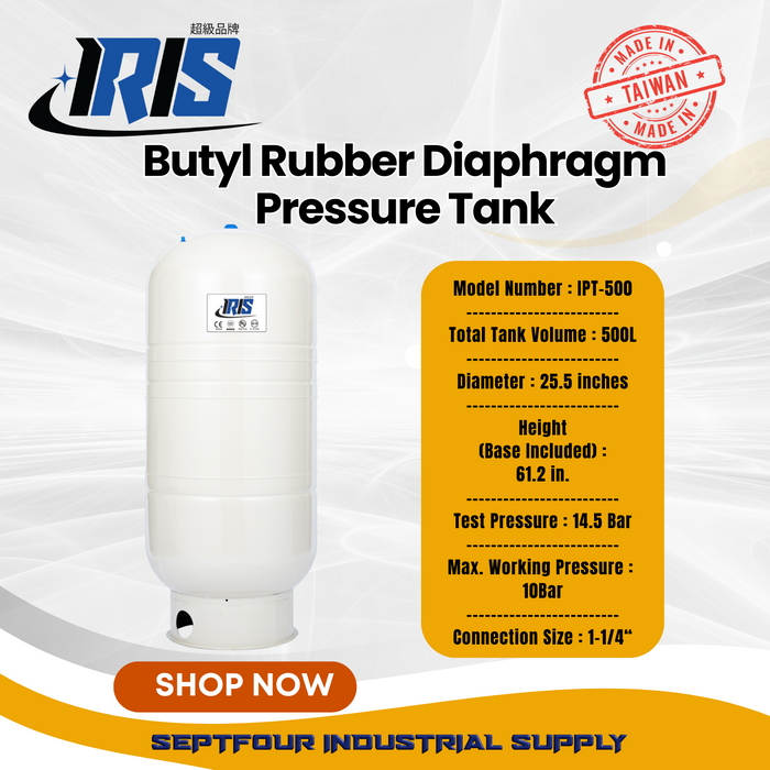 IRIS Premium Tank Butyl Rubber Diaphragm Type (Fixed Membrane) Pressure Tank - Made in Taiwan