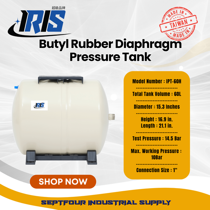 IRIS Premium Tank Butyl Rubber Diaphragm Type (Fixed Membrane) Pressure Tank - Made in Taiwan