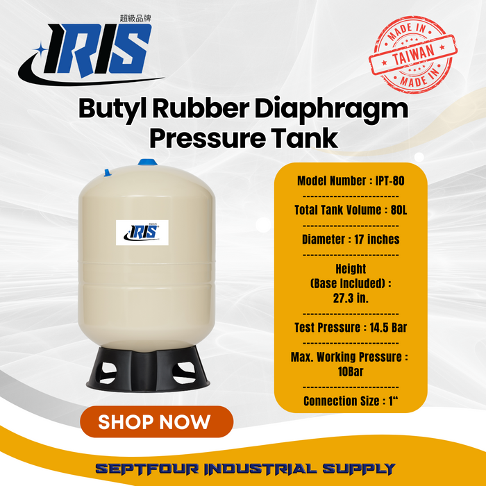 IRIS Premium Tank Butyl Rubber Diaphragm Type (Fixed Membrane) Pressure Tank - Made in Taiwan