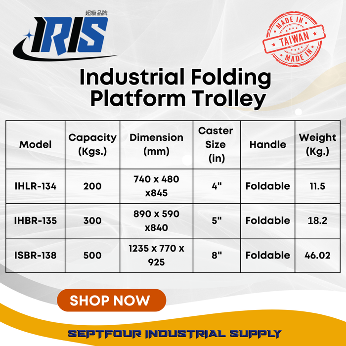 IRIS Industrial Platform Trolley/Push Cart - Made in Taiwan