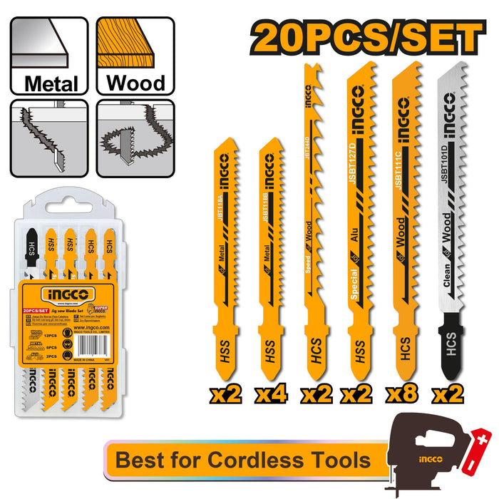Ingco 20Pcs Jig Saw Blade Set JSBT2001