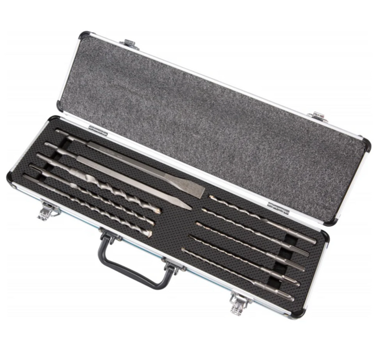 Makita 10Pcs TCT Drill Bit & Chisel Set SDS-Plus (Aluminum Case) D-70904