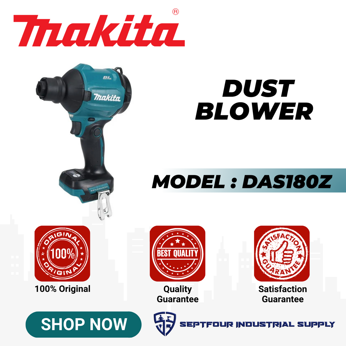 Makita 18V LXT BL Cordless Dust Blower DAS180Z — SEPTFOUR INDUSTRIAL SUPPLY