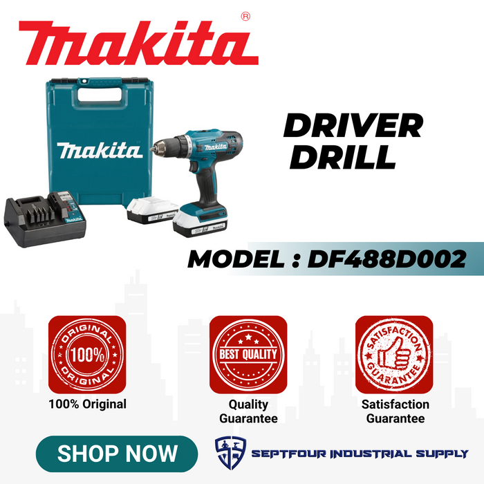 Makita 13mm (1/2") Cordless Driver Drill DF488D002