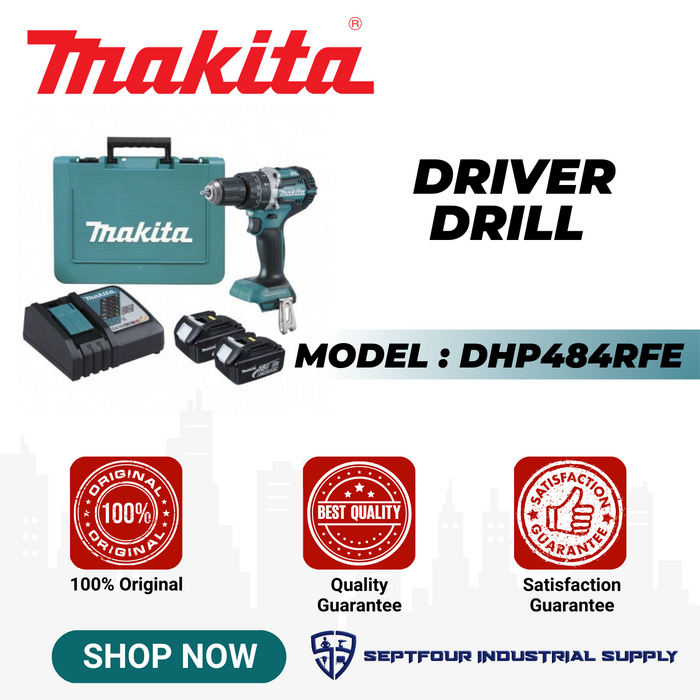 Makita 1/2" Cordless Hammer Driver Drill DHP484RFE