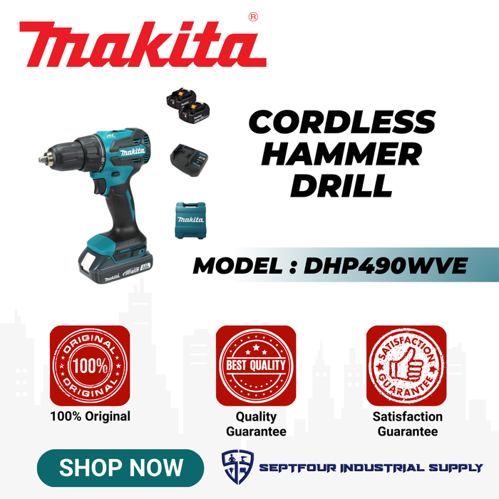 Makita 13 mm (1/2″) 18V Cordless Brushless Hammer Drill Set LXT-Series DHP490WVE