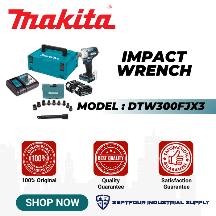 Makita 18V Cordless Brushless Impact Wrench DTW300FJX3