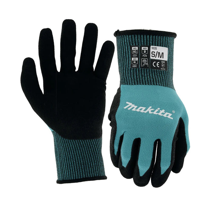 Makita FitKnit Cut Level 1 Nitrile Coated Dipped Gloves (Teal)