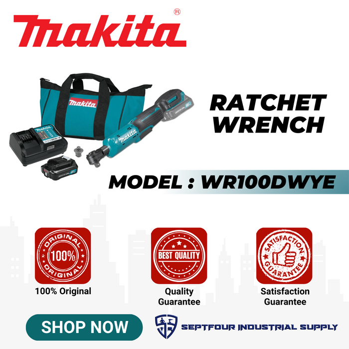 Makita9.5/6.35mm (3/8″ / 1/4″) Cordless Ratchet Wrench  Set WR100DWYE
