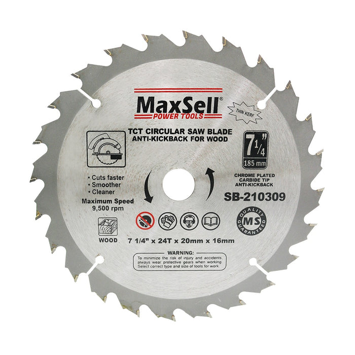Maxsell Circular Saw Blade Tungsten Carbide Tip-Anti Kickback (Thin Kerf) For Wood