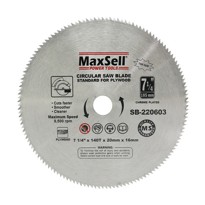 Maxsell  7 1/4" Standard Circular Saw Blade (Thin Kerf) For Plywood