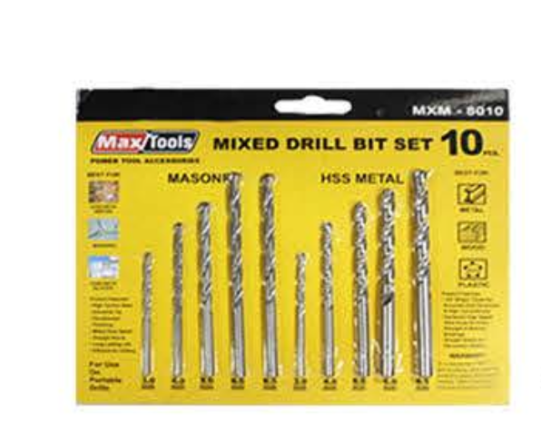 Maxtools  10Pcs Mixed Drill Bit Set MXM-8010