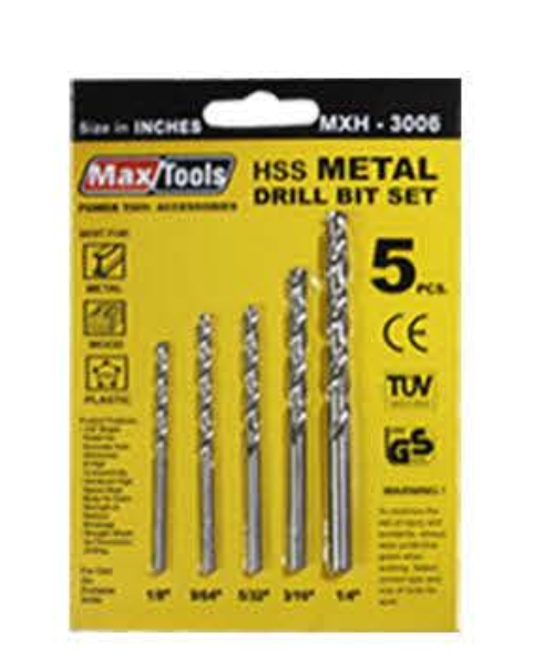 Maxtools 5pcs. HSS Metal Drill Bit Set