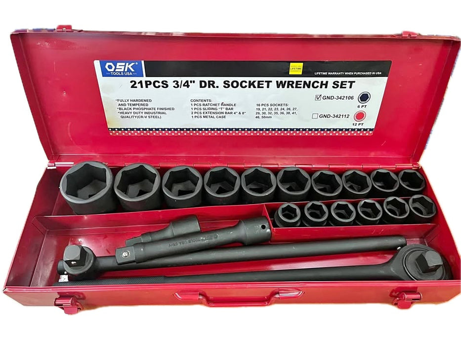 OSK 21pcs 3/4" Drive Socket Wrench Set