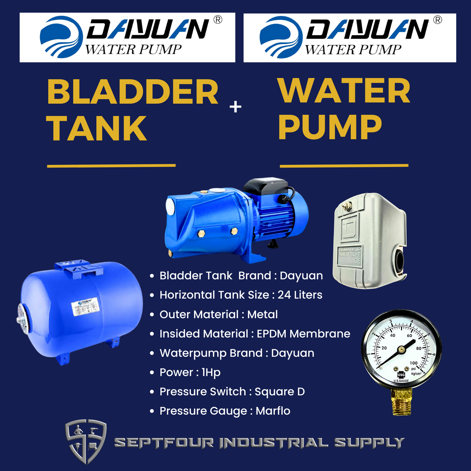 DAYUAN 1HP JET waterpump with 24L/36/50L/60L/80L/100L Dayuan Horizonta ...