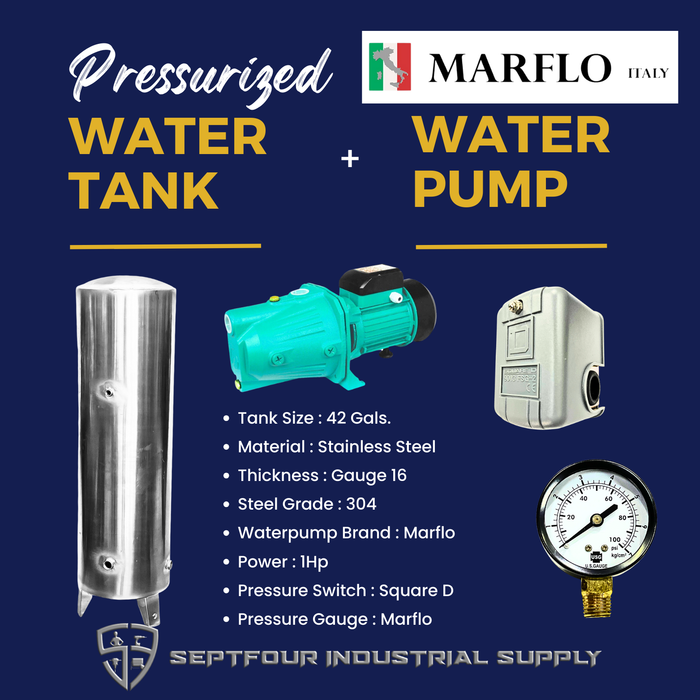 Marflo 1/2HP or  1Hp JET Waterpump with Stainless Steel Pressurized Tank (set)