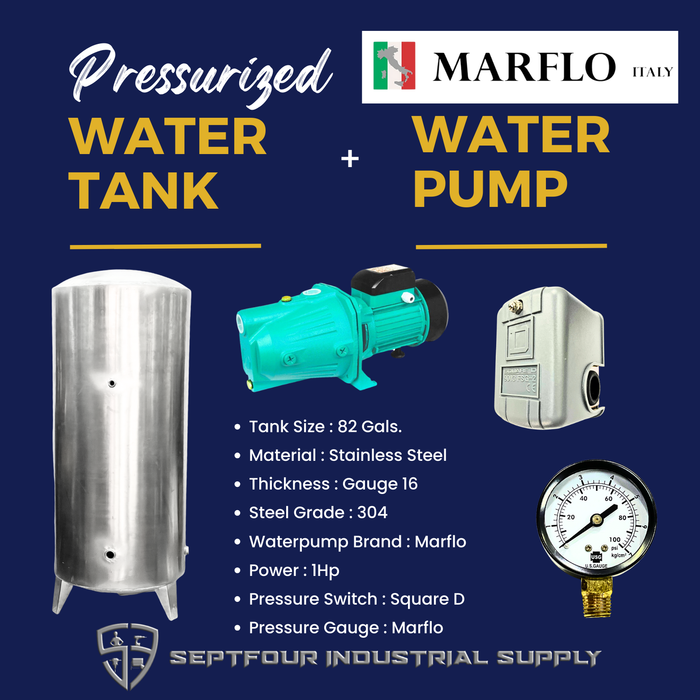 Marflo 1/2HP or  1Hp JET Waterpump with Stainless Steel Pressurized Tank (set)