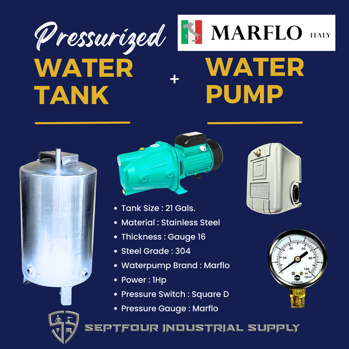 Marflo 1/2HP or  1Hp JET Waterpump with Stainless Steel Pressurized Tank (set)