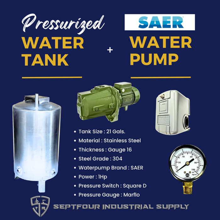 SAER JET Waterpump (Made in Italy) with Stainless Steel Pressurized Tank (set)
