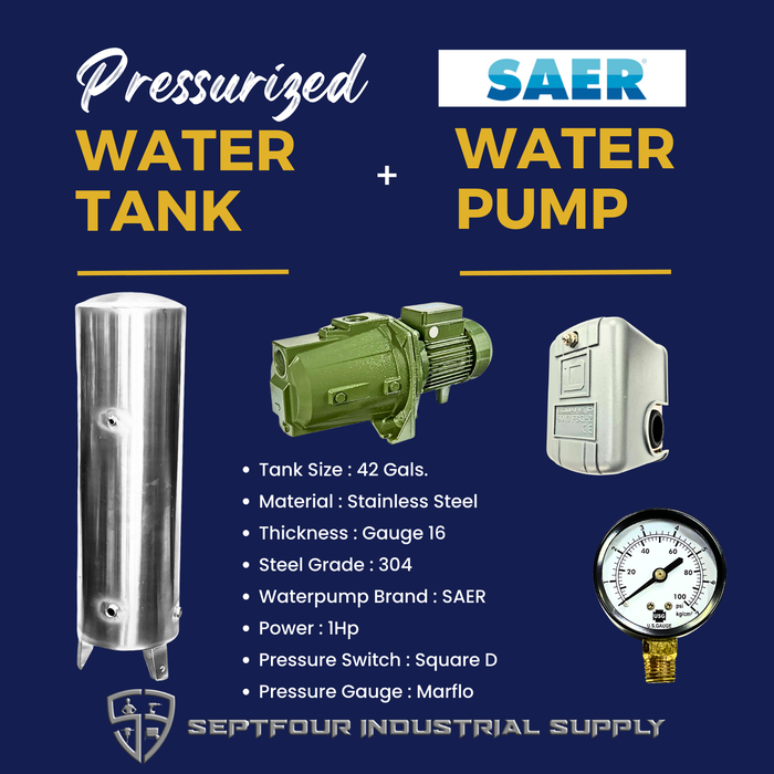 SAER JET Waterpump (Made in Italy) with Stainless Steel Pressurized Tank (set)