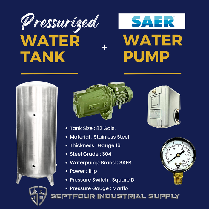 SAER JET Waterpump (Made in Italy) with Stainless Steel Pressurized Tank (set)