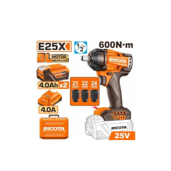 Ricota 25V 600 NM Cordless Impact Wrench RLEWH25600