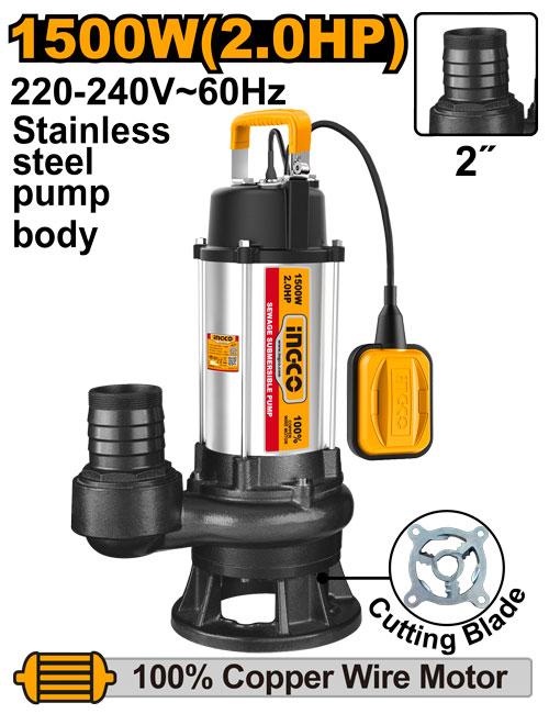 Ingco 1100W (1.5HP) Sewage  Submersible Pump SPDB150068-5