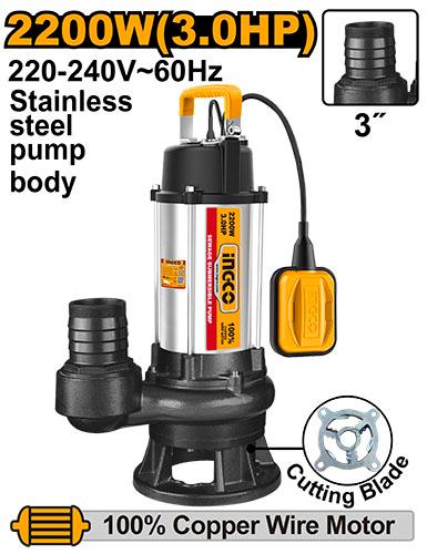 Ingco 2200W (3HP) Sewage  Submersible Pump SPDB220068-5