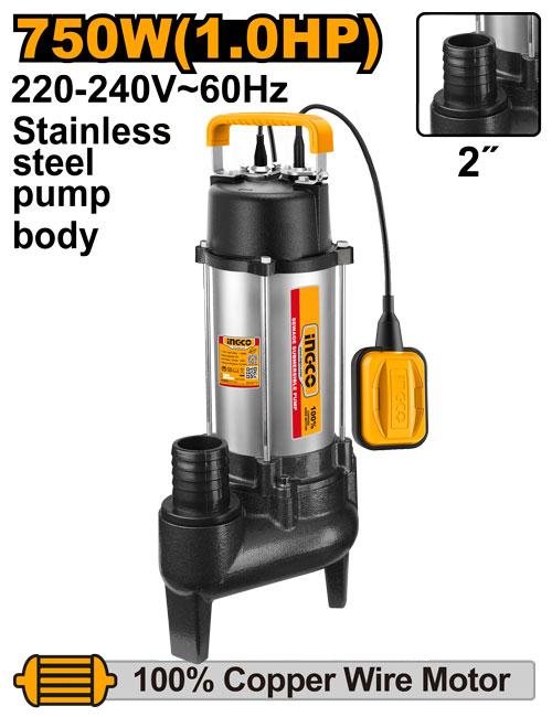 Ingco 750W (1.0HP) Sewage  Submersible Pump SPDS75068-5